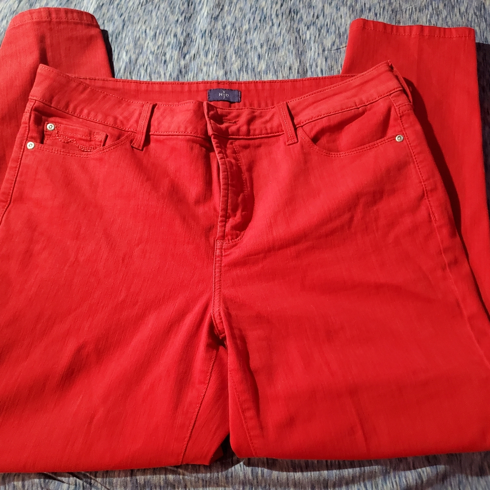 NYDJ Red Skinny Jeans with Contrasting Stitching